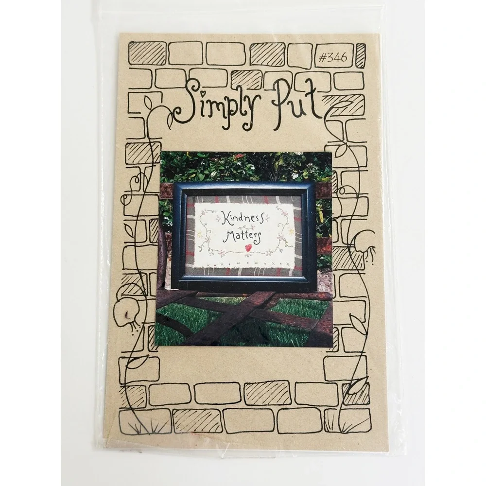 Simply Put‎ Embroidery Pattern Beige Kindness Matters #346 Primitive